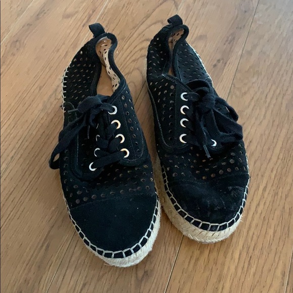 💕x2HP💕Black leather lace espadrilles - Picture 2 of 8